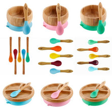 Load image into Gallery viewer, طبق مقسم وملعقة من خشب الخيزران من ماركة افانتشي