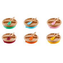 Load image into Gallery viewer, طبق مقسم وملعقة من خشب الخيزران من ماركة افانتشي