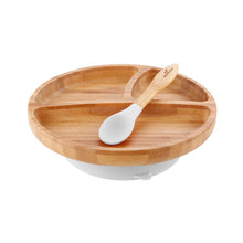 Load image into Gallery viewer, طبق مقسم وملعقة من خشب الخيزران من ماركة افانتشي