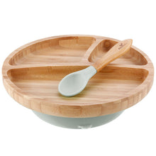 Load image into Gallery viewer, طبق مقسم وملعقة من خشب الخيزران من ماركة افانتشي
