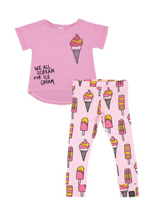 Top & Leggings Pale Pink Icecream