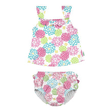 Load image into Gallery viewer, Two-piece Ruffle Tankini with Snap Reusable Absorbent Swim Diaper
