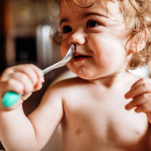 Load image into Gallery viewer, Magenta Stainless steel Baby fork and spoon
