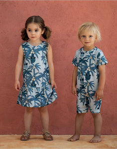 Blue Palm Dress