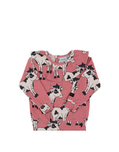 Load image into Gallery viewer, Cow Pink Frilled Long Sleeved Top
