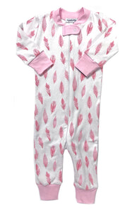 Feathers Zipped Pajama Pink