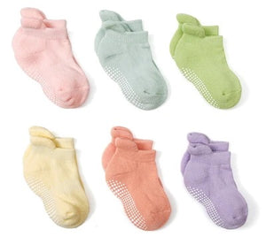 Kids-Toddler Non-Slip Ankle Grip Socks 6 Pairs