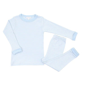 100% Pima Cotton Blue Essentials Stripes Long Pajamas