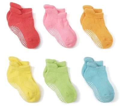 Kids-Toddler Non-Slip Ankle Grip Socks 6 Pairs