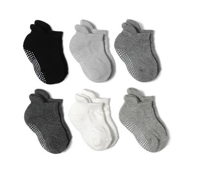 Kids-Toddler Non-Slip Ankle Grip Socks 6 Pairs