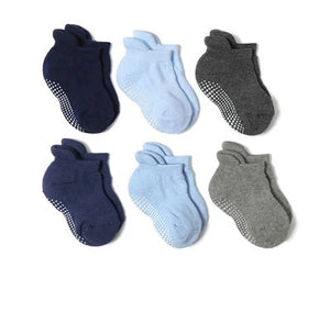 Kids-Toddler Non-Slip Ankle Grip Socks 6 Pairs