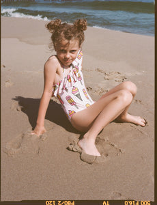 Onesie Frill swimsuit - pale pink icecream