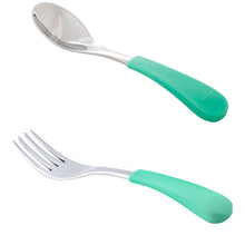 Load image into Gallery viewer, Green Stainless steel Baby fork and spoon
