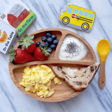 Load image into Gallery viewer, Blue Bamboo Suction Toddler Plate + Spoon
